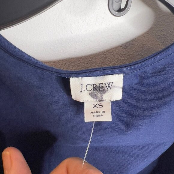 J.Crew $45 Cap-sleeve stretch cotton-blend squareneck tank top Navy Sz XS CG020 - Picture 4 of 6